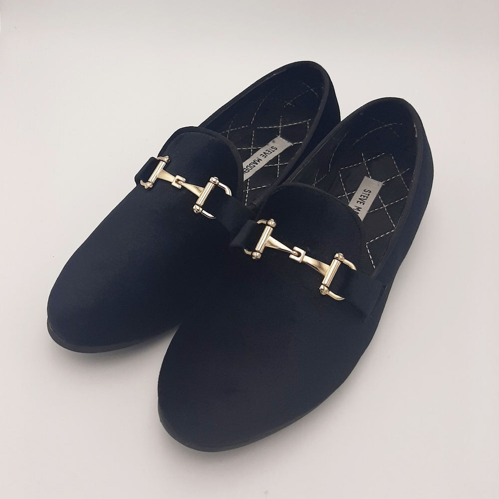 Steve Madden Coine Black Velvet Loafers Size 8.5